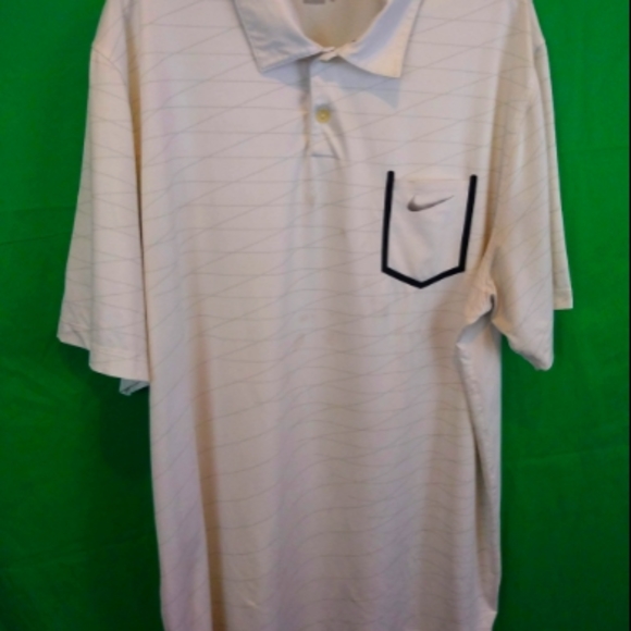 Nike Golf Dri-Fit White Striped Shirt - Picture 1 of 12